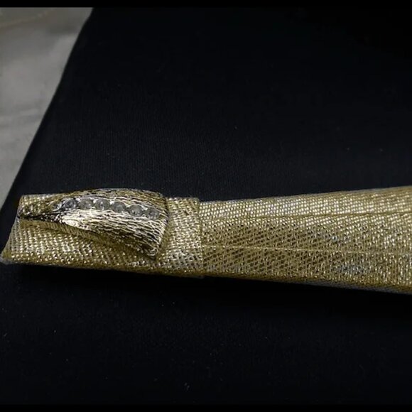 Convertible Clutch Black Gold Lame Evening Shoulder Bag Unused Vintage - Picture 2 of 15